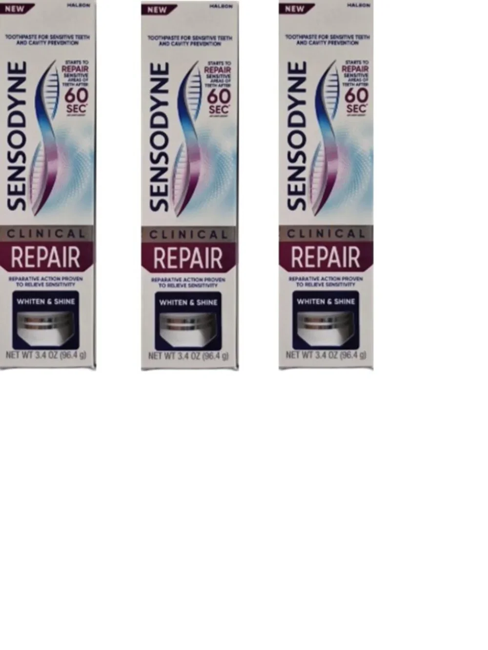 Sensodyne Clinical Repair Whiten & Shine Toothpaste Sensitive Teeth 3.4oz PACK